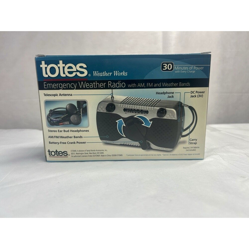 Totes Weather Works Emergency Weather Radio AM FM & Weather Bands Crank Handle - Picture 4 of 4